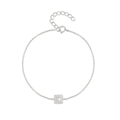 BOAKO 925 Sterling Silver Allergy Prevention Women's Bracelet Geometric Single Row Zircon Bangle Bracelets Pulseras Para Parejas