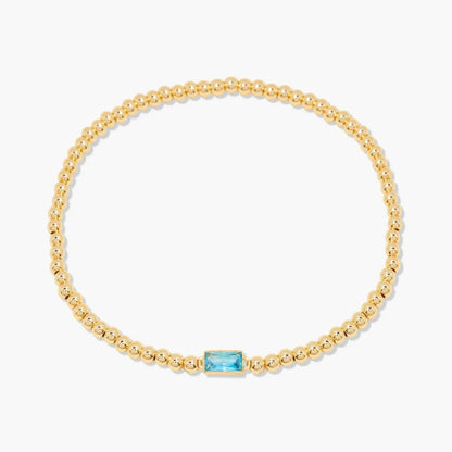 Minimalist style twelve month birthstone women's bracelet, stainless steel, electroplated 18K gold color protection