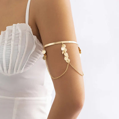 Bohemian Butterfly Tassel Pendants Bracelet Arm Chain Hollow Out Geometric Pattern Retro Arm Cuff Bangle Beach Body Bracelets