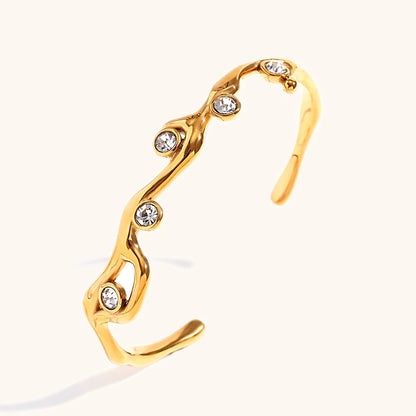 La.Muses Branches Colored Diamonds Stainless Steel Women's Bracelet Fashion Design Waterproof Daily Premium Jewelry Gift