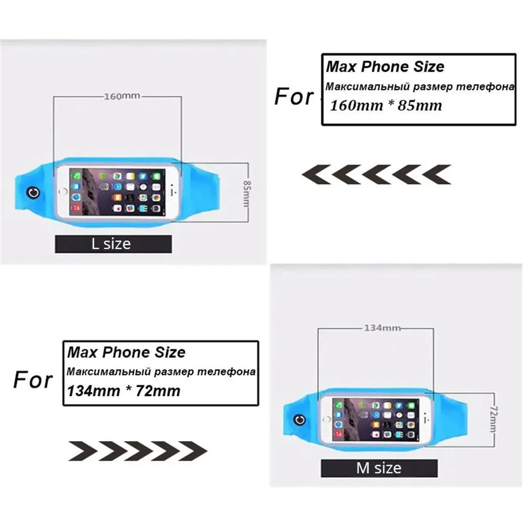 Waterproof Running Waist Bag Phone Touch Screen Pocket Outdoor Jogging Cycling Running Bag Adjustable Pack Purse Sport Belt Bag
