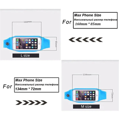 Waterproof Running Waist Bag Phone Touch Screen Pocket Outdoor Jogging Cycling Running Bag Adjustable Pack Purse Sport Belt Bag