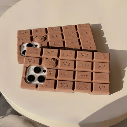 Cartoon Chocolate Hello Kitty Rilakkuma Bear Phone Case Funny Soft Silicone Cover For 16 15 14 Plus 13 12 11 Pro Max X XR Xs Max