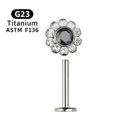 1pcs ASTM F136 Titanium 16G CZ Labret Medusa Monroe Piercing Helix Cartilage Conch Tragus Lobe Stud Earring Piercing Jewelry
