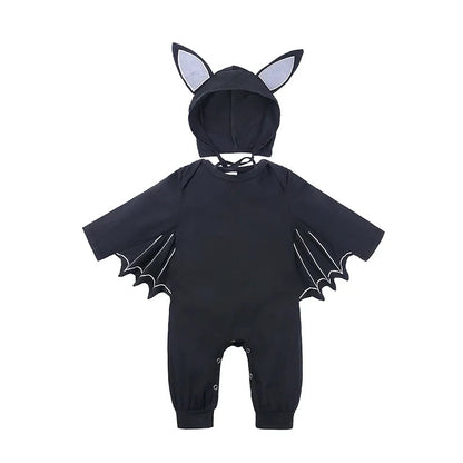 2023 Baby Halloween Cosplay Costume Solid Print Hat+Romper Bag Bone Pumpkin Bodysuit Gift Boy Girl Disguise Vampire Clothes