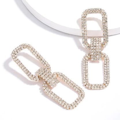 Fashion New  Shiny Double-Sided Hanging  Hollow Rhinestone Earrings Pendant Temperament  women&#39;s Jewelry