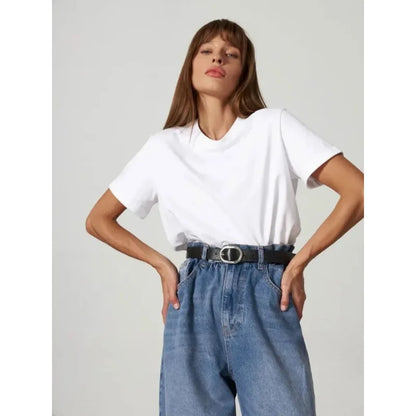 Summer Cotton Women's T-shirt Bottom Basic Fashion Solid Color Women's Short Sleeved Loose Top Shirt High-quality T-shirt