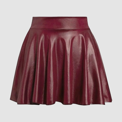 Spring Summer Fashion High Waist Metallic Leather Pleated Mini Skirt Carnival Outfit Sexy Night Club Party Skirts for Women