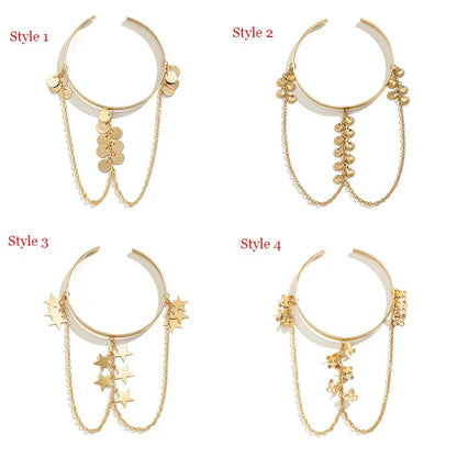 Bohemian Butterfly Tassel Pendants Bracelet Arm Chain Hollow Out Geometric Pattern Retro Arm Cuff Bangle Beach Body Bracelets