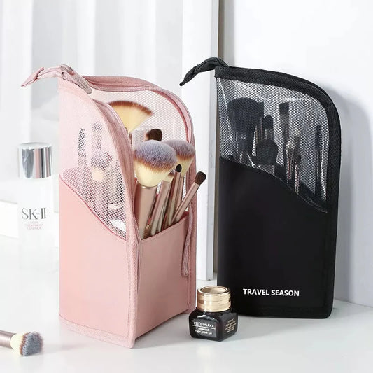 Pc Stand Cosmetic Bag for Women Clear Zipper Makeup Bag Travel Female Makeup Brush Holder Organizer Toiletry Bag