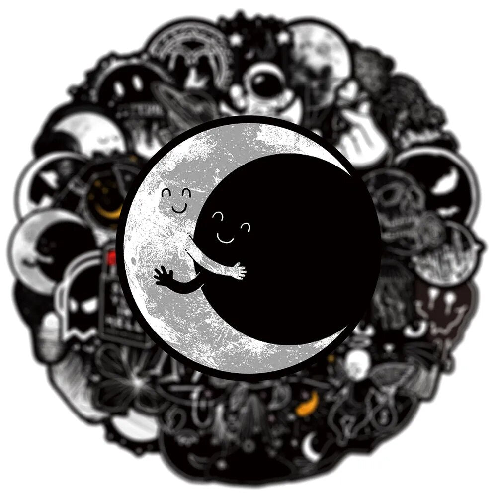10/30/50PCS Black White Gothic Cartoon Graffiti Stickers DIY Car Bike Travel Luggage Phone Laptop Waterproof Cool Sticker Toy