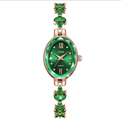 UTHAI V22 Women's Watches Light Luxury Diamond Inlaid For Clover Watch Waterproof Oval Ladies Fashion Quartz Bracelet Wristwatch