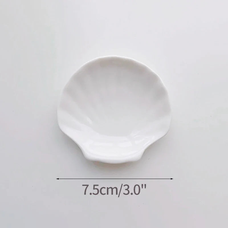 Shell Shaped White Ceramic Plate Jewelry Storage Trays Trays Storage Dishes Ring Earings Plate Home Decorative Tray Design