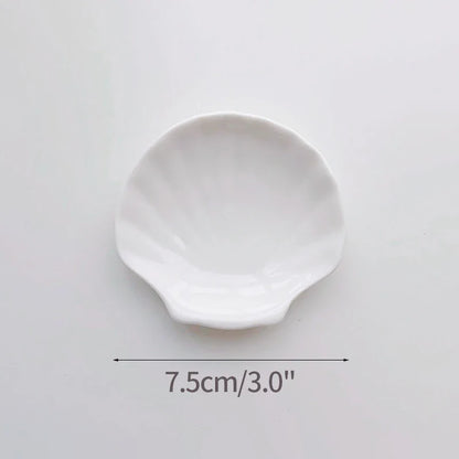 Shell Shaped White Ceramic Plate Jewelry Storage Trays Trays Storage Dishes Ring Earings Plate Home Decorative Tray Design