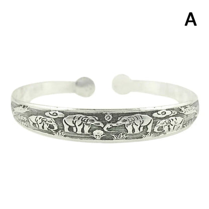 Retro Opening  Bracelet Jewelry Vintage Tibetan Silver Totem Carved Bangle Cuff