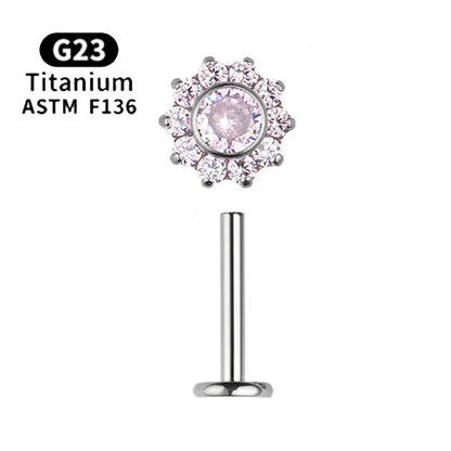 1pcs ASTM F136 Titanium 16G CZ Labret Medusa Monroe Piercing Helix Cartilage Conch Tragus Lobe Stud Earring Piercing Jewelry