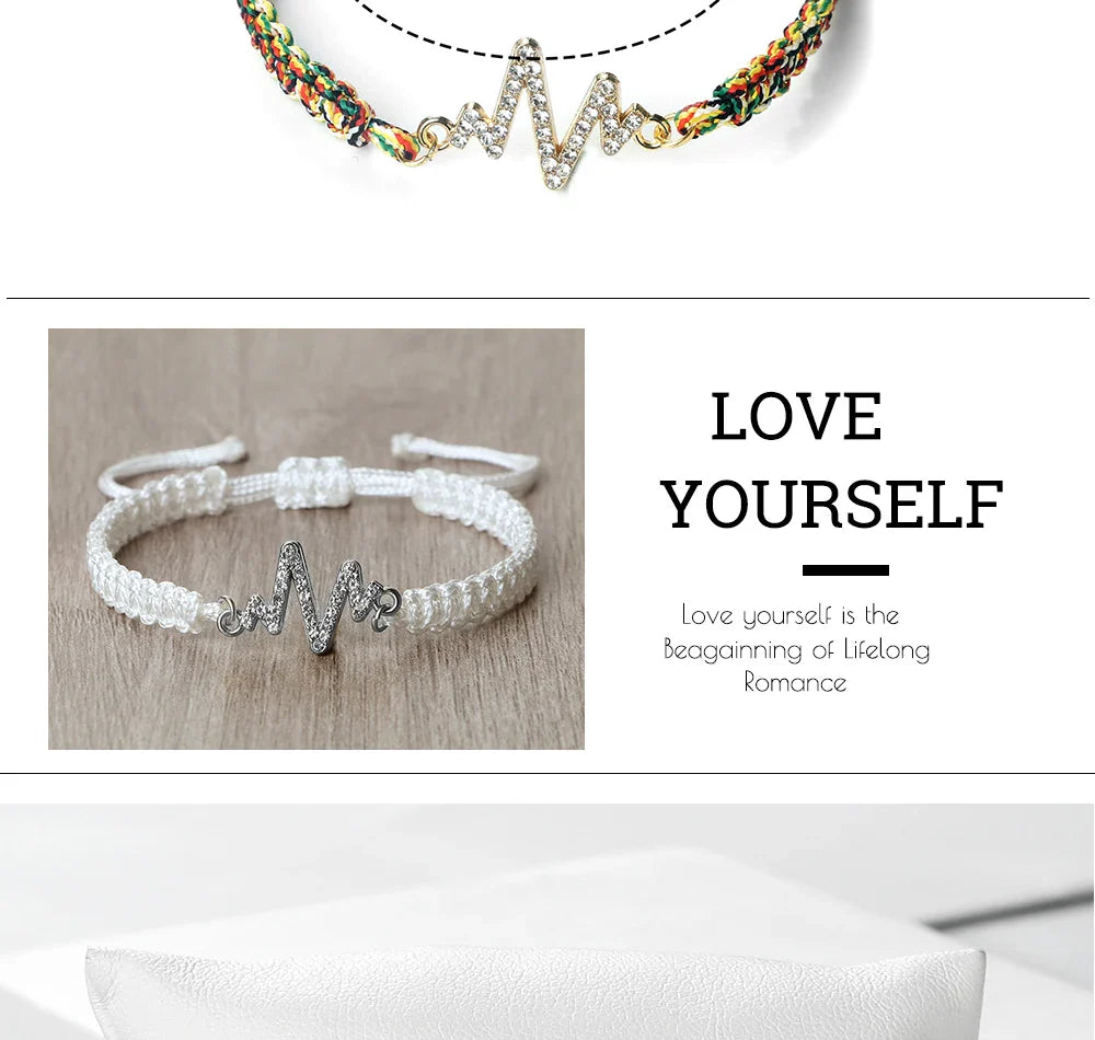 Romantic Cardiac signal Metal Thread Bracelet Red Black Couple Bangles Chain Pulsera Jewelry Gift for Friend
