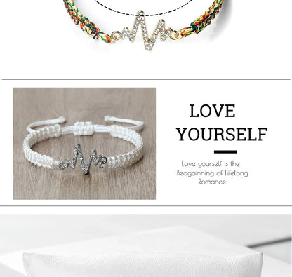 Romantic Cardiac signal Metal Thread Bracelet Red Black Couple Bangles Chain Pulsera Jewelry Gift for Friend