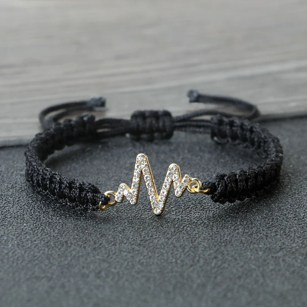 Romantic Cardiac signal Metal Thread Bracelet Red Black Couple Bangles Chain Pulsera Jewelry Gift for Friend