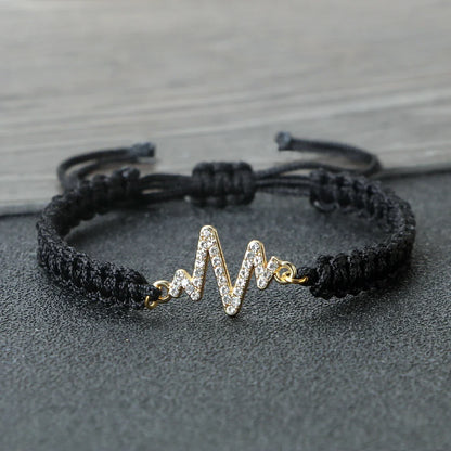 Romantic Cardiac signal Metal Thread Bracelet Red Black Couple Bangles Chain Pulsera Jewelry Gift for Friend
