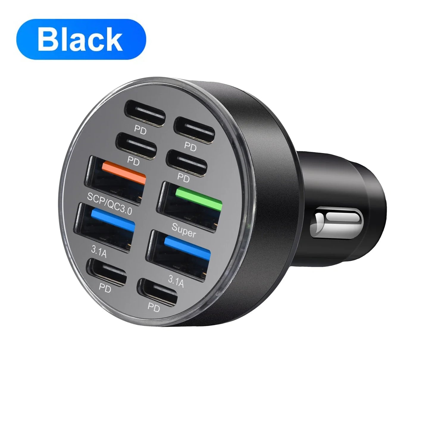 10 Ports Car Charger USB C Car Phone Charger PD Power Adapter in Car Fast Charging For iPhone Samsung Xiaomi Huawei QC 3.0