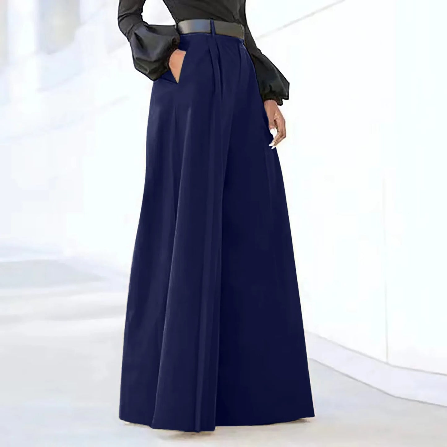 Women Fashion Palazzo Pants Cotton Linen Comfy Baggy Trousers Super Wide Floor Length Pants Women Clothing Pantalones De Mujer