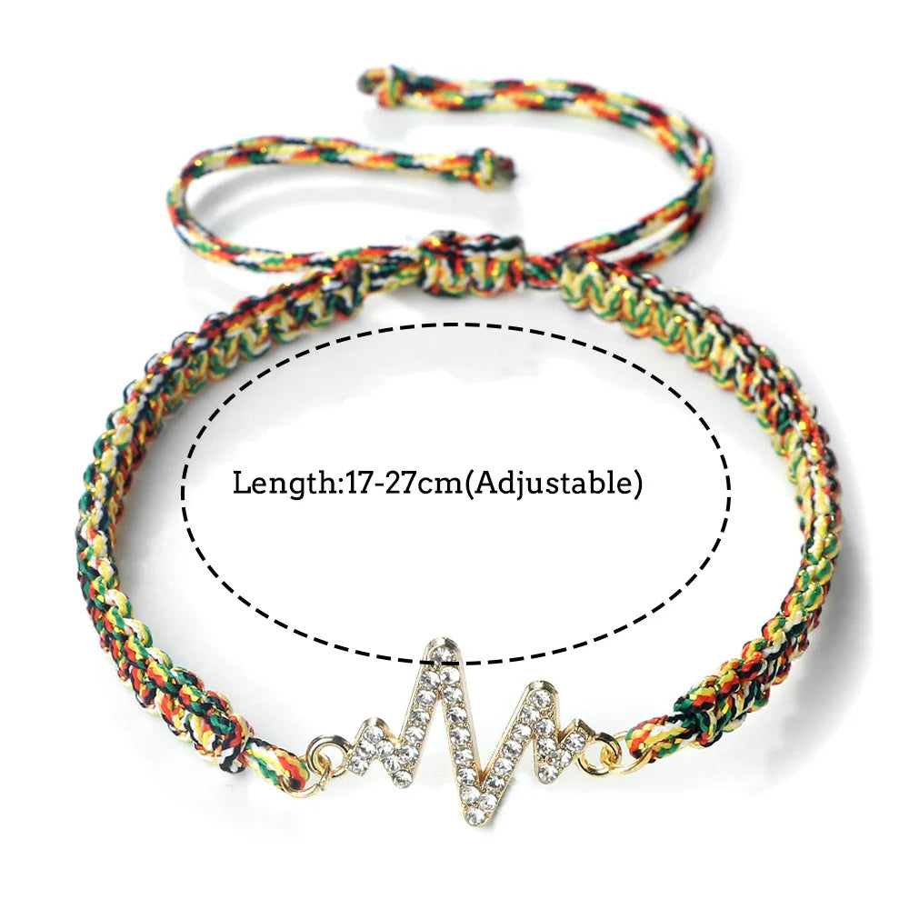 Romantic Cardiac signal Metal Thread Bracelet Red Black Couple Bangles Chain Pulsera Jewelry Gift for Friend