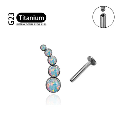 Titanium G23 Zircon Opal CZ Labret Internally Threaded Earring Helix Tragus Cartilage Prevent-allergies Ear Piercing Jewelry
