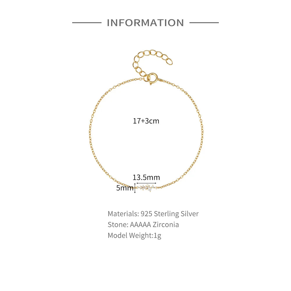 BOAKO 925 Sterling Silver Allergy Prevention Women's Bracelet Geometric Single Row Zircon Bangle Bracelets Pulseras Para Parejas