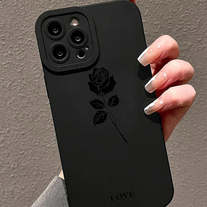 Black Rose per piece graphic phone case for iPhone 16 15 14 13 12 11 x XR Xs SE2 SE 8 7 plus pro Max mini silicone back cover