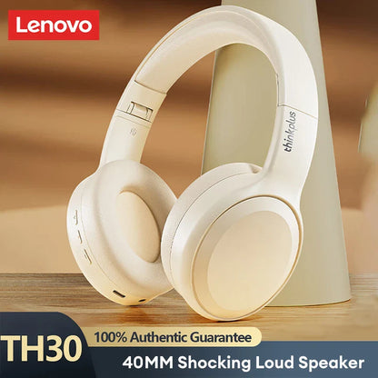 Lenovo TH30 Gaming Wireless Bluetooth Headset Long Battery Life Sports Over-Ear Headphones HIFI Stereo Sound Earbuds 40MM New