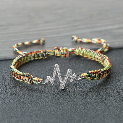 Romantic Cardiac signal Metal Thread Bracelet Red Black Couple Bangles Chain Pulsera Jewelry Gift for Friend