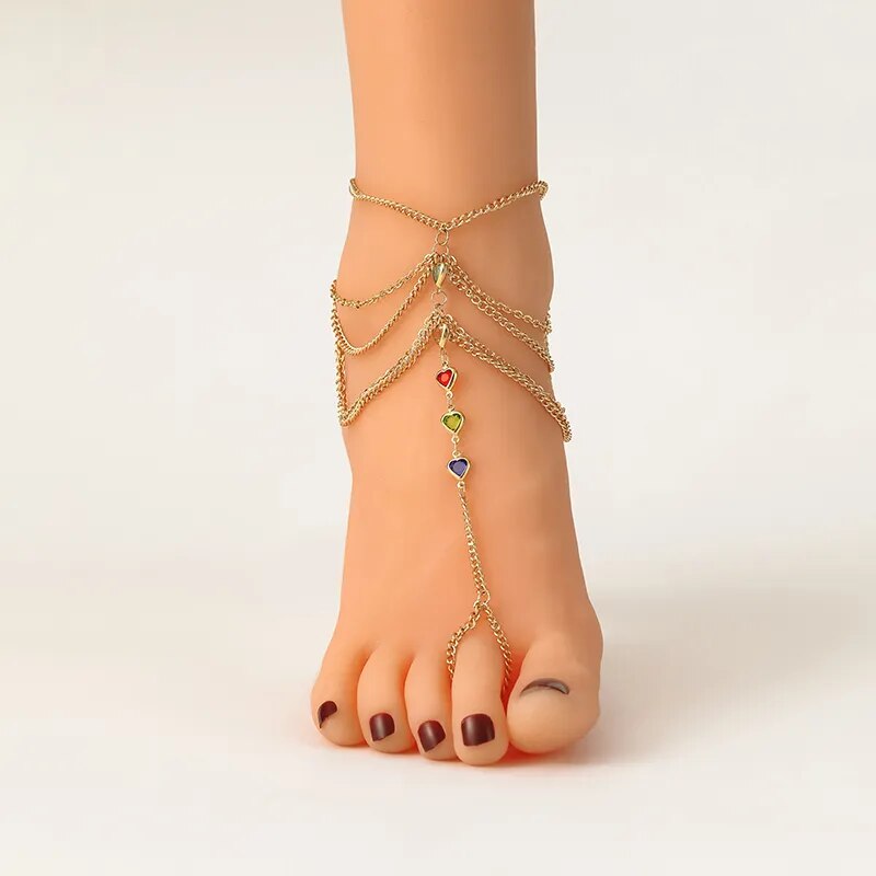 New 1 Set Multi-Layer Pearl Anklet Fashion Gold Color Ankle Bracelets For Women Beach Barefoot Foot Chain Sandal Anklet Jewelry