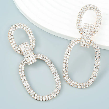 Fashion New  Shiny Double-Sided Hanging  Hollow Rhinestone Earrings Pendant Temperament  women&#39;s Jewelry