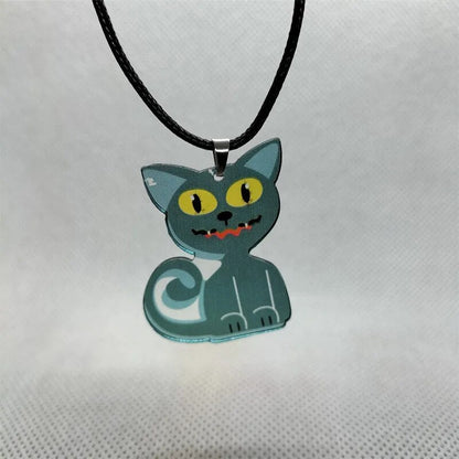Yungqi Acrylic Bat Pendant Necklaces for Women Girl Minimalist Rope Chain Choker Halloween Animal Necklace Jewelry Collier