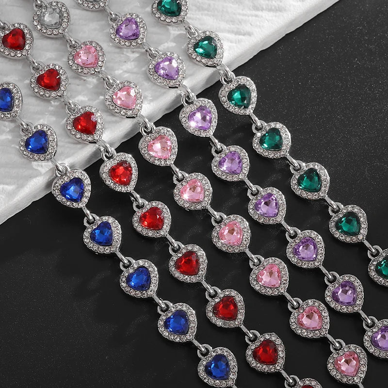 Exquisite Shiny Heart Shaped Zircon Bracelet Women Fashion Elegant Wedding Party Jewelry Girls Gift