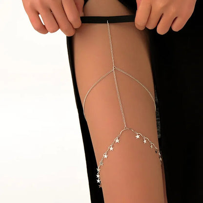 Bohemian Thigh Chain Simple Star Body Chains for Women Double-layer Metal Bodychain Fashion Thigh Jewelry Leg Cha