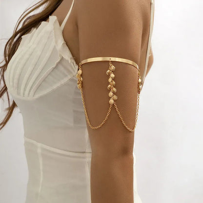 Bohemian Butterfly Tassel Pendants Bracelet Arm Chain Hollow Out Geometric Pattern Retro Arm Cuff Bangle Beach Body Bracelets