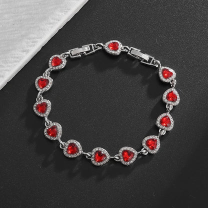 Exquisite Shiny Heart Shaped Zircon Bracelet Women Fashion Elegant Wedding Party Jewelry Girls Gift