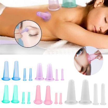 1/4Pcs Silicone Body Cupping Cups For Face Neck Back Eyes Massage Vacuum Cans Anti-cellulite Massager Suction Cup Treatments