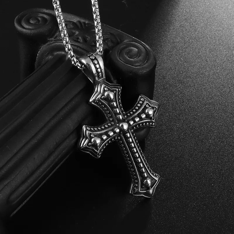 New Metal Black Cross Pendant Necklace Men and Women Fashion Gothic Punk Trend Hip Hop Accessories Jewelry Gift Wholesale