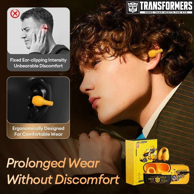 Original Transformers TF-T05 Earphones Bluetooth 5.3 Ear Clip Wireless Headphones Touch Control Earbuds Gaming Long Standby