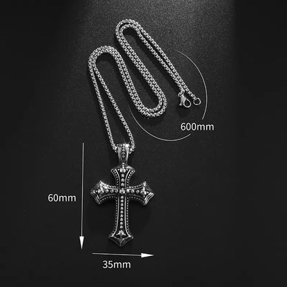 New Metal Black Cross Pendant Necklace Men and Women Fashion Gothic Punk Trend Hip Hop Accessories Jewelry Gift Wholesale