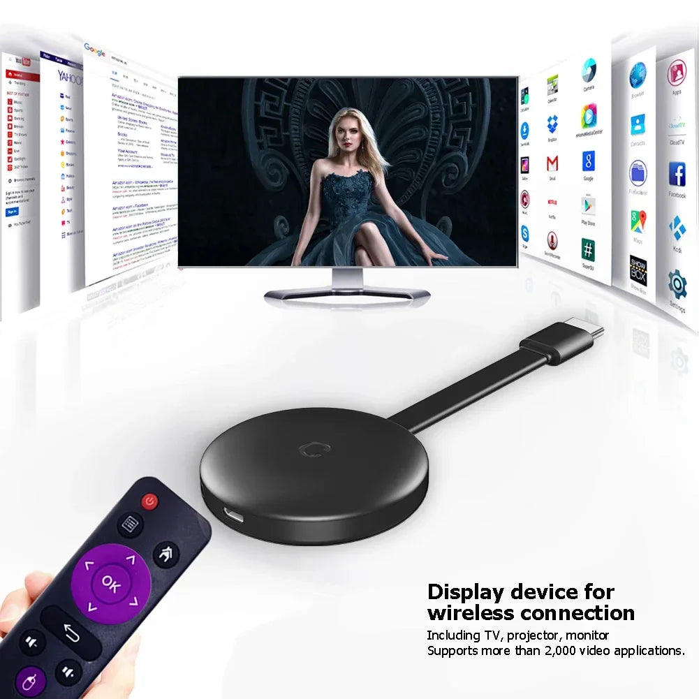 2.4GHz 5GHz WiFi 4K HDMI-compatible Wireless Display Dongle Adapter for Phone Tablet Display Dongle Video Adapter Airplay