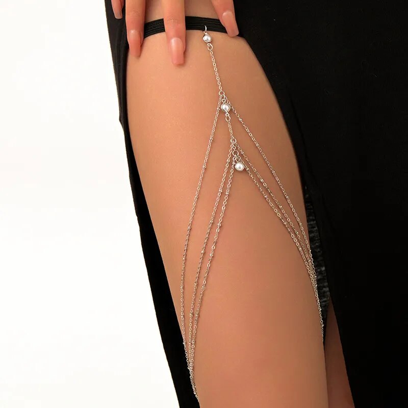 Bohemian Thigh Chain Simple Star Body Chains for Women Double-layer Metal Bodychain Fashion Thigh Jewelry Leg Cha