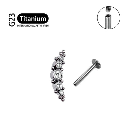Titanium G23 Zircon Opal CZ Labret Internally Threaded Earring Helix Tragus Cartilage Prevent-allergies Ear Piercing Jewelry