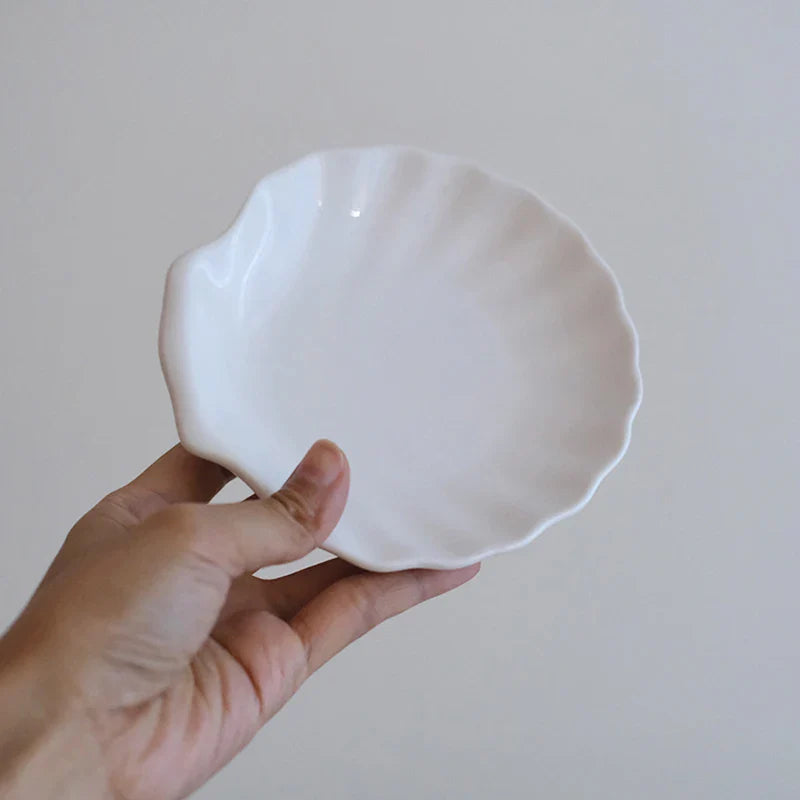Shell Shaped White Ceramic Plate Jewelry Storage Trays Trays Storage Dishes Ring Earings Plate Home Decorative Tray Design