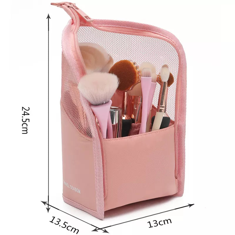 Pc Stand Cosmetic Bag for Women Clear Zipper Makeup Bag Travel Female Makeup Brush Holder Organizer Toiletry Bag