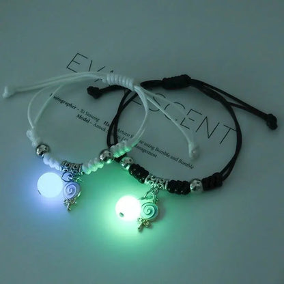 Fashion Luminous Beads Star Couple Bracelets For Women Men Charm Cat Flower Heart Key Lock Cross Matching Bracelets Bff Jewelry
