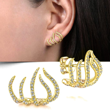 Huitan Silver Color Claws Stud Earrings with Crystal AAA CZ Stone Modern Design Fashion Versatile Accessories Women 2022 Jewelry